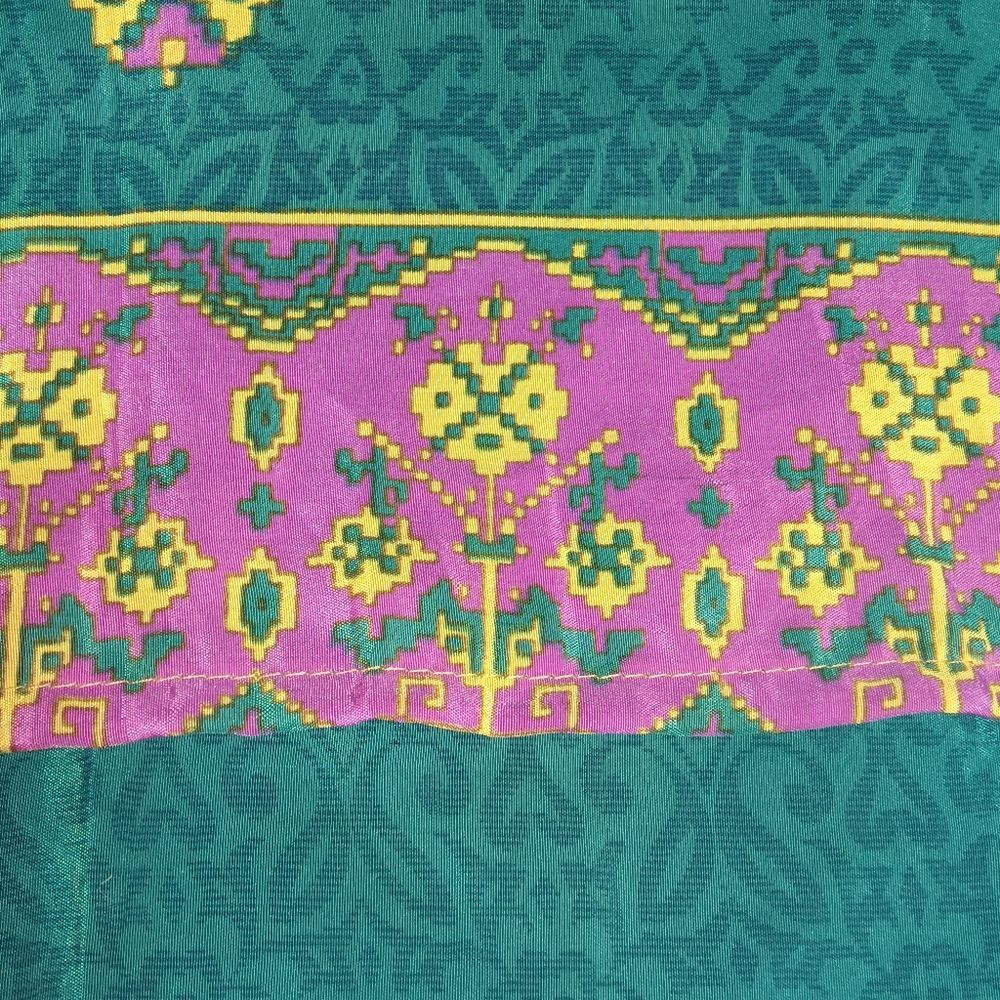Darn Good Yarn Vibrant Teal Purple Square Rhinestone Bandana Scarf Made In India - Picture 10 of 12